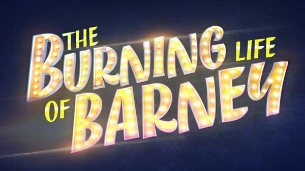 A sight made up of lights that reads 'The Burning Life of Barney'